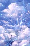  cloud highres horizon light light_particles magic original sailor_collar sakimori_(hououbds) scenery short_hair skirt sky solo 
