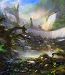  birds environment fantasy fog grosnez mist moss mountain mountains scenery tree trees waterfalls 