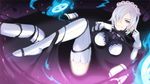  blue_eyes clenched_teeth earrings female game_cg gloves gradient gradient_background high_heels jewelry leila_reginrave magic maid maid_headdress short_hair solo teeth tel-o tentacle_lord thighhighs white_gloves white_hair white_legwear white_thighhighs yatagarasu_(company) 