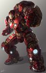  full_body glowing gradient gradient_background hulkbuster iron_man kim_yura_(goddess_mechanic) marvel no_humans power_armor shadow shiny signature solo 