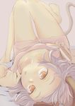  animal_ears barefoot book breasts colorized downblouse gradient gradient_background grey_hair highres ishikkoro knees_together_feet_apart looking_at_viewer lying messy_hair mouse_ears mouse_tail nazrin nightgown on_back open_book open_mouth red_eyes short_hair sketch small_breasts solo tail tareme thigh_gap touhou upside-down 