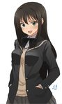  amagami ayatsuji_tsukasa ayatsuji_tsukasa_(cosplay) brown_hair cosplay green_eyes idolmaster idolmaster_cinderella_girls long_hair open_mouth school_uniform shibuya_rin shift_(waage) solo 