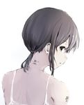  android barcode black_hair commentary_request fubuki_(kantai_collection) kantai_collection looking_back nape neck short_hair short_ponytail simple_background solo sumisu_(mondo) tank_top upper_body white_background yellow_eyes 