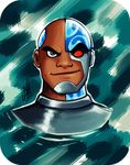  1boy bald cartoon_network cyborg cyborg_(dc) dark_skin dc_comics male_focus one-eyed portrait solo teen_titans victor_stone 