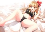  bad_id bad_pixiv_id blonde_hair bow bra breasts hair_bow highres koroneko_p0w0q long_hair medium_breasts open_mouth original panties polka_dot polka_dot_bra red_eyes solo underwear underwear_only 