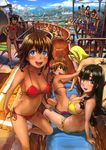  6+girls :d absurdres adjusting_clothes adjusting_swimsuit amy_(suisei_no_gargantia) ass bangs bare_legs barefoot bellows_(suisei_no_gargantia) bikini black_hair blonde_hair blue_eyes blunt_bangs blush bow braid breasts brown_eyes brown_hair butt_crack cleavage dark_skin day flat_chest from_behind green_eyes hair_bow hairband hand_on_hip highres large_breasts leaning_forward ledo_(suisei_no_gargantia) long_hair looking_at_viewer looking_back low-tied_long_hair male_swimwear mayta_(suisei_no_gargantia) melty_(suisei_no_gargantia) multiple_boys multiple_girls naruko_hanaharu navel o-ring o-ring_bikini ocean open_mouth outdoors pinion_(suisei_no_gargantia) purple_bikini red_bikini reema_(suisei_no_gargantia) ridget_(suisei_no_gargantia) saaya_(suisei_no_gargantia) sandals scan short_hair side-tie_bikini sideboob sidelocks sitting small_breasts smile soaking_feet standing standing_on_one_leg straddling strap_gap suisei_no_gargantia sweat sweatdrop swim_trunks swimsuit swimwear tankini twin_braids twintails water water_slide whistle yellow_bikini 