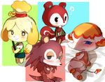  4girls artist_request ass black_eyes blonde_hair blue_eyes blush brown_hair character_request dog doubutsu_no_mori elephant furry multiple_girls nintendo open_mouth ponytail porcupine shizue short_hair simple_background squirrel 
