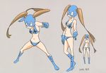  bikini boots extra fighting_stance hair_tubes kill_la_kill luchador_mask mask official_art smile sushio swimsuit twintails wrestler 