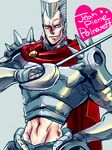  armor fusion grey_hair jean_pierre_polnareff jojo_no_kimyou_na_bouken male_focus midriff rapier silver_chariot solo stand_(jojo) sword weapon yuriko2755 