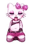  2015 cat clothing crookedtrees feline female flat_chested hello_kitty hello_kitty_(character) legwear mammal piercing presenting sanrio smile solo tongue tongue_out young 