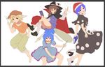  animal_ears barefoot blonde_hair blue_dress blue_eyes blue_hair book border bow brown_eyes brown_hair bunny_ears cape dango doremy_sweet dress ear_clip flat_cap floppy_ears food glasses grin hasebe_yuusaku hat hat_bow kine long_hair long_sleeves low_twintails mallet midriff multiple_girls nightcap one_eye_closed orange_shirt pom_pom_(clothes) red-framed_eyewear red_eyes ribbon ringo_(touhou) school_uniform seiran_(touhou) shirt short_hair short_sleeves shorts skewer skirt smile socks tail tapir_tail teeth touhou twintails usami_sumireko wagashi 