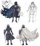  1boy armor atlus blue_hair cape concept_art genei_ibunroku_#fe krom krom_(gir#fe) nintendo official_art short_hair simple_background sword weapon 