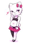  :3 blush cat clothing disfigure feline female flat_chested hello_kitty hello_kitty_(character) legwear mammal piercing presenting sanrio smile solo young 