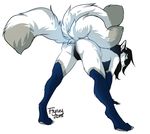  2015 anthro butt canine female flynx-flink fox mammal multiple_tails nude pussy simple_background solo white_background 