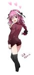  ;d astolfo_(fate) back braid buruma fate/apocrypha fate_(series) finger_to_mouth heart highres jacket long_hair looking_back male_focus multicolored_hair one_eye_closed open_mouth otoko_no_ko pink_eyes pink_hair single_braid smile solo track_jacket white_background white_hair ycco_(estrella) 