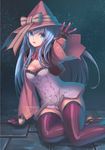  blue_eyes blue_hair breasts chain cleavage fantasy_earth_zero gloves hat long_hair medium_breasts ryouku solo thighhighs wide_sleeves 