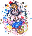  alice_margatroid blonde_hair blue_eyes braid hairband hat heart heart_of_string highres kirisame_marisa multiple_girls red_string run_(artist) star string touhou traditional_media witch_hat 