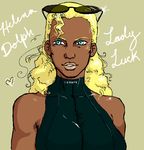  blonde_hair blue_eyes dark_skin fortune fortune_(metal_gear_solid) helena_dolph_jackson lady_luck lips metal_gear metal_gear_(series) metal_gear_solid metal_gear_solid_2 mgs mgs2 muscle navy smile sunglasses swimsuit 