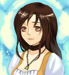  1girl brown_hair choker crystal female final_fantasy final_fantasy_ix garnet_til_alexandros_xvii jewelry long_hair pendant pink_eyes solo uboar 