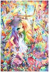  :&lt; :3 animal_ears art_brush blush bow bunny bunny_ears cat cat_ears cat_tail copyright_request emperpep gradient_hair green_eyes hair_bow hat heterochromia long_hair multicolored_hair paint paintbrush palette red_eyes solo striped striped_legwear tail thighhighs traditional_media watercolor_(medium) 