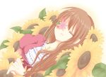  brown_hair cross flower hinawa jewelry long_hair mother_(game) mother_3 necklace shio_konbu_(syoko128) solo sunflower 