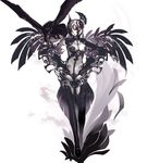 bird breasts highres large_breasts original raven_(animal) red_eyes solo tsunekun wings 