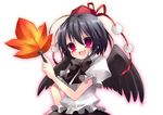  bad_id bad_pixiv_id black_hair black_wings blush hat kosuzume looking_at_viewer open_mouth red_eyes shameimaru_aya short_hair smile solo tokin_hat touhou wings 