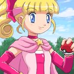  blonde_hair blue_eyes child hazel lowres magical_pokemon_journey poke_ball pokeball pokemon 