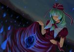  bad_id bad_pixiv_id front_ponytail green_hair hair_ribbon kagiyama_hina nemo_(marmeid331) ribbon solo touhou 