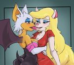  animaniacs anthro bat blonde_hair blush breasts brown_eyes butt clothed clothing duo female female/female green_eyes hair kissing mammal membranous_wings minerva_mink mink mustelid rouge_the_bat sonic_(series) tight_clothing tongue tongue_out ungulatr wings 