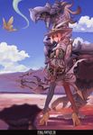  barding bow_(weapon) chocobo cloud copyright_name day drawcrowd_sample elezen elf eos_(ff14) fairy final_fantasy final_fantasy_xiv hat high_heels highres image_sample jey_rain jpeg_artifacts looking_back mismatched_legwear pointy_ears weapon 