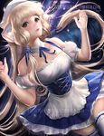  banned_artist bare_shoulders blonde_hair chii chobits detached_sleeves dress hair_tubes long_hair puffy_detached_sleeves puffy_sleeves robot_ears sakimichan solo underbust very_long_hair 