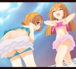  absurdres ass blue_eyes brown_hair highres long_hair mooning multiple_girls neptune_(series) ocean open_mouth planeptune ram_(choujigen_game_neptune) rom_(choujigen_game_neptune) short_hair siblings sisters smile swimsuit undressing 