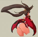  ass bent_over brown_eyes brown_hair china_dress chinese_clothes cropped_legs detached_sleeves dress from_behind guilty_gear hair_ornament jacqli_(artist) kuradoberi_jam long_hair panties pantyshot pantyshot_(standing) solo standing thick_thighs thighs underwear very_long_hair white_panties wide_sleeves 