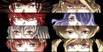  4girls blonde_hair brother_and_sister brothers brown_eyes brown_hair camilla_(fire_emblem_if) column_lineup elise_(fire_emblem_if) fire_emblem fire_emblem_if hair_over_one_eye hinoka_(fire_emblem_if) leon_(fire_emblem_if) marks_(fire_emblem_if) multiple_boys multiple_girls parody persona persona_eyes purple_eyes purple_hair red_hair ryouma_(fire_emblem_if) sakura_(fire_emblem_if) siblings sisters takumi_(fire_emblem_if) zinga0810 