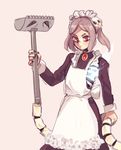  1girl bloody_marie_(skullgirls) fire maid simple_background skullgirls solo vacuum vacuum_cleaner 