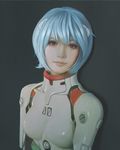  ayanami_rei bangs black_background blue_hair bodysuit breasts drawcrowd_sample hair_ornament highres image_sample jey_rain lips looking_at_viewer neon_genesis_evangelion number pilot_suit plugsuit realistic red_eyes shadow short_hair simple_background small_breasts solo turtleneck upper_body white_bodysuit 