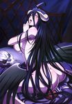  absurdres ahoge ainz_ooal_gown albedo artist_request ass blush breasts convenient_arm dakimakura_(object) demon_horns hair_between_eyes highres horns large_breasts long_hair looking_back low_wings non-web_source nude nyantype official_art open_mouth overlord_(maruyama) pillow sideboob straddling very_long_hair wings yellow_eyes 