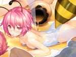  1girl antennae ass bee_girl blush breasts character_request game_cg honey insect_girl monster_girl multiple_girls pink_eyes pink_hair rance_(series) short_hair small_breasts wings 
