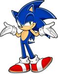  1boy blue_hair furry green_eyes male_focus official_art red_shoes shoes simple_background smug sneakers solo sonic sonic_the_hedgehog tagme white_background 