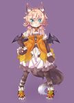  animal_ears aqua_eyes belt belt_buckle blonde_hair blush boots bow buckle choker elbow_gloves gloves hair_bow hair_ornament halloween halloween_costume jewelry necklace original paw_gloves paws purple_background sharp_teeth short_hair simple_background solo tail teeth thighhighs tomcat_(moconeko) twintails wings wolf_ears wolf_tail 