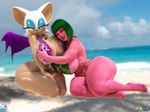  2015 anthro bat big_breasts breasts cleavage clothed clothing female huge_breasts human mammal rouge_the_bat sonic_(series) supertito swimsuit 