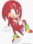  anal anal_penetration balls clothing cum eyes_closed footwear gloves knuckles_the_echidna male marc_leonhardt masturbation open_mouth penetration penis sex_toy shoes solo sonic_(series) 