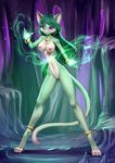  2015 alanscampos anthro breasts dreamkeepers feline female fur green_fur green_hair hair lilith_calah magic mammal nipples nude purple_eyes pussy solo 