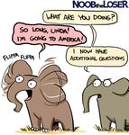  cartoon duo elephant grass mammal noob_the_loser simple_background speech_bubble text trunk white_background 