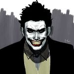  batman_(series) dc_comics green_hair lipstick makeup male_focus simple_background smile solo teeth the_joker 