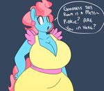  2015 anthro big_breasts breasts cleavage clothed clothing earth_pony english_text equine female friendship_is_magic horse huge_breasts mammal mrs_cake_(mlp) my_little_pony pony solo somescrub text 
