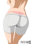  1girl ass from_behind naruto panties pink_panties shorts simple_background solo stiky_finkaz topless uchiha_sarada underwear whale_tail 