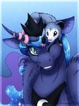  2015 blue_eyes blue_hair duo equine female friendship_is_magic hair horn inuhoshi-to-darkpen mammal marsupial my_little_pony necklace one_eye_closed opossum pet princess_luna_(mlp) sparkles tiberius_(mlp) winged_unicorn wings 