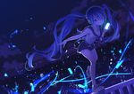  blue_eyes blue_hair city hatsune_miku long_hair night skirt solo twintails urbandusk very_long_hair vocaloid 